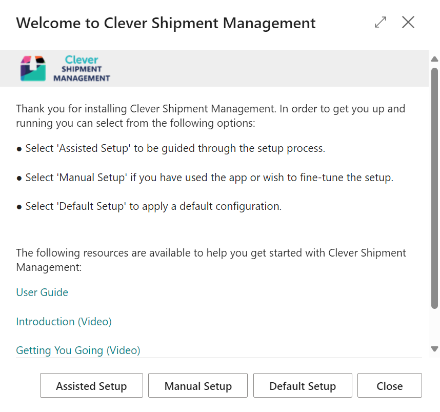 Screenshot of Welcome to Clever Shipment Management Page